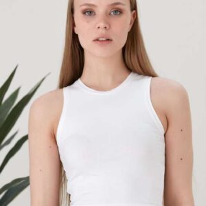 Pamučni basic crop majica s okruglim izrezom